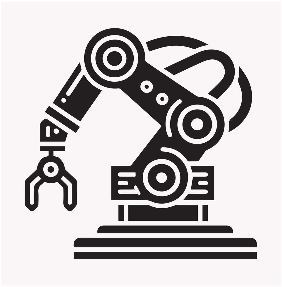 High Quality Silhouette of Robotic Arm vector