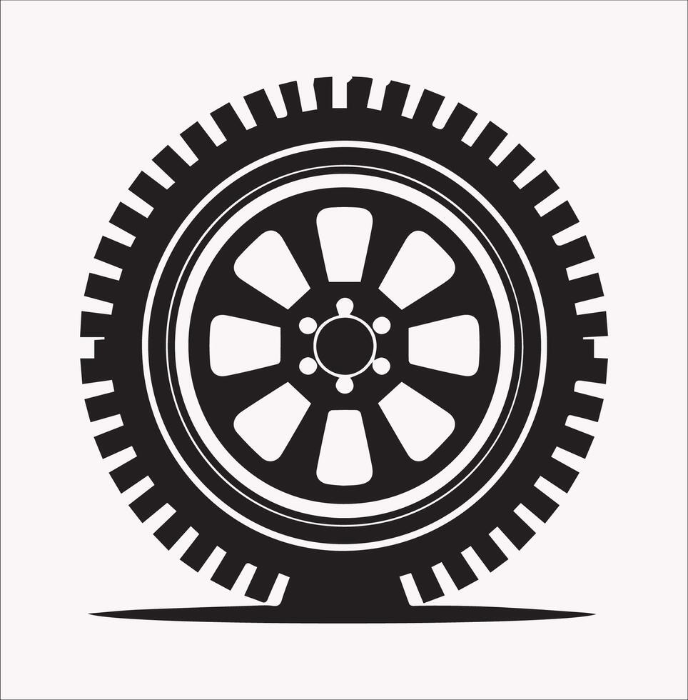 Simple Car Tire Icon Silhouette on White Background vector