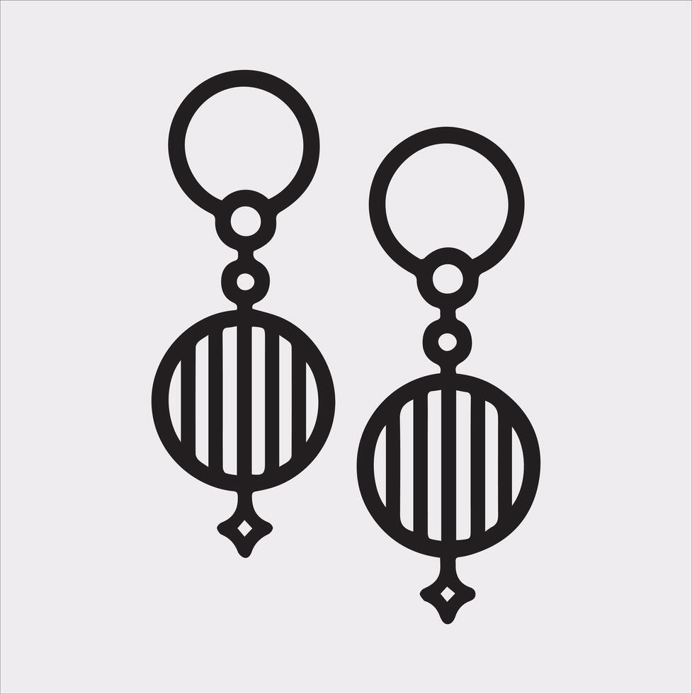 Modern Earring Icon Silhouette on White Background vector