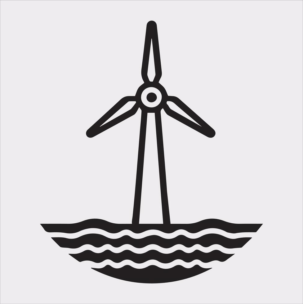 Stylish Wind Power Icon Silhouette for Renewable Energy Projects vector