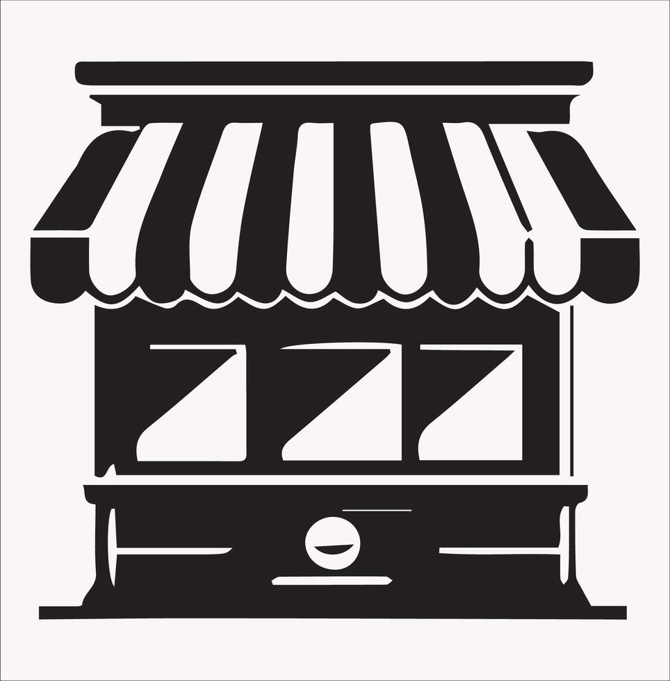 Silhouette of Online Shop Icon on White Background vector