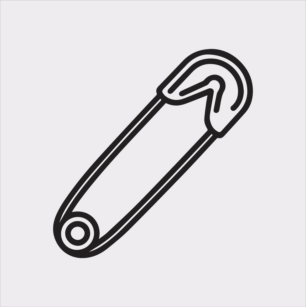 Safety Pin Icon Silhouette on White Background vector