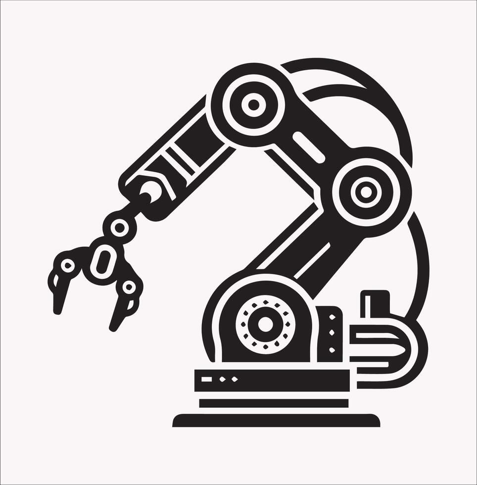 Minimalist Robotic Arm Silhouette Design vector