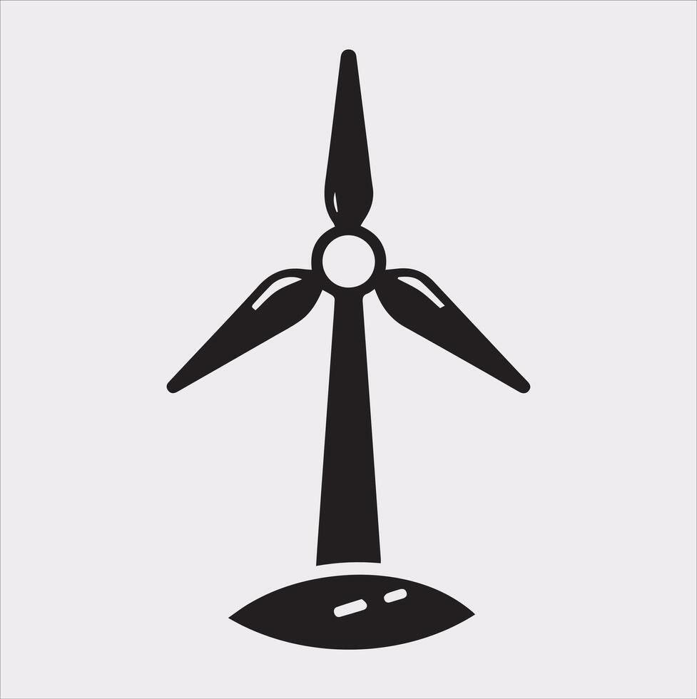 Wind Power Icon Silhouette on White Background for Clean Energy Designs vector
