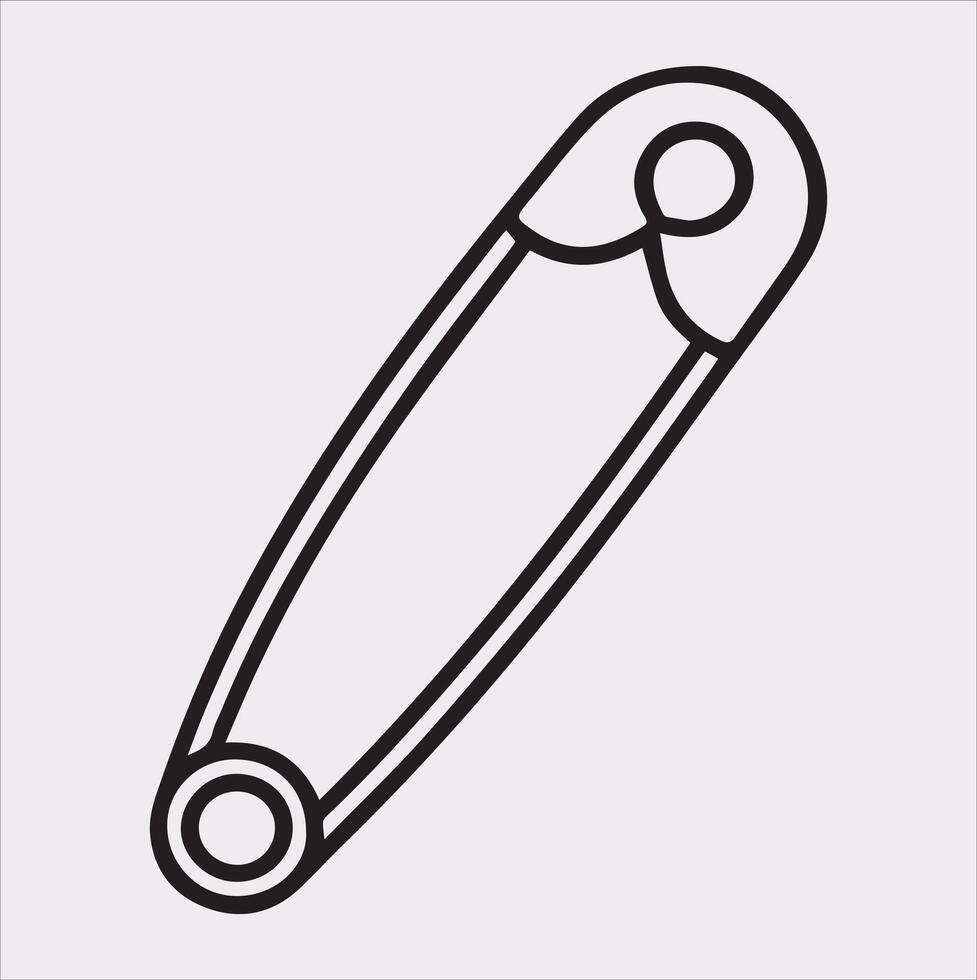 Outline Silhouette of Safety Pin Icon on White Background vector