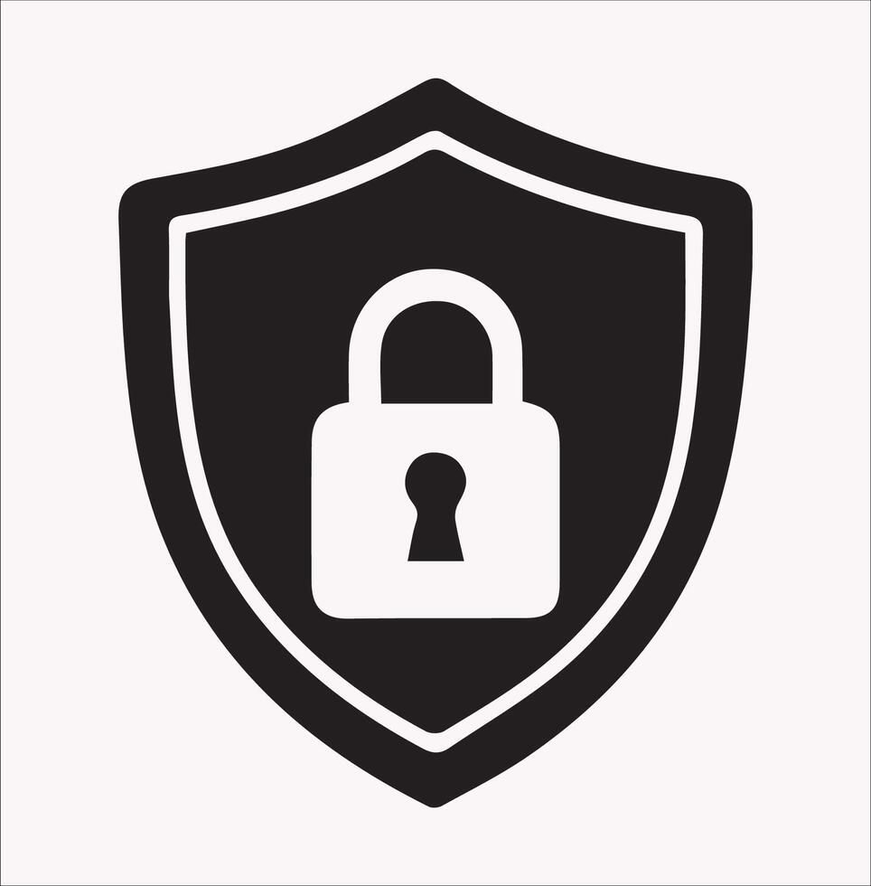 Clean Cyber Security Icons Silhouette on White Background vector