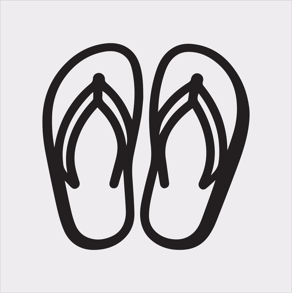 Clear Slippers Silhouette Outline Icon Design on White Background vector
