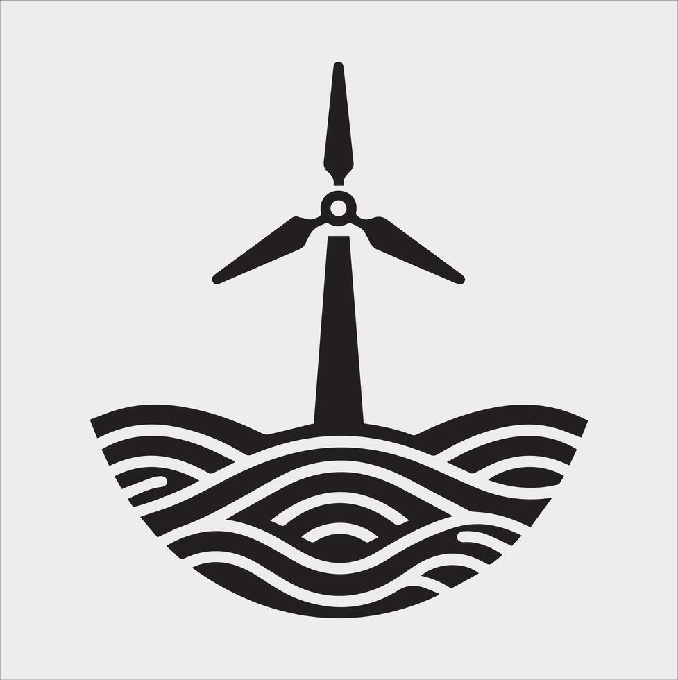 Renewable Energy Wind Power Icon Silhouette vector