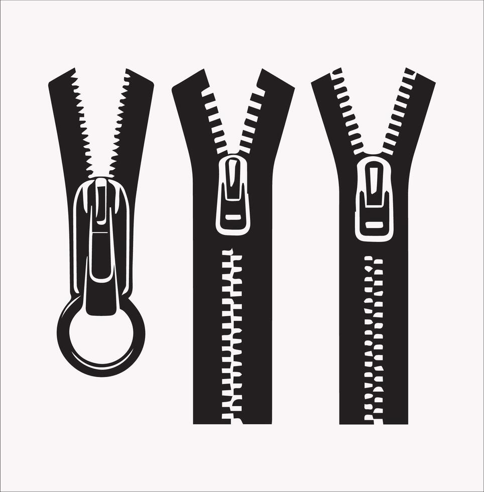 Simple Zipper Icon Silhouette on White Background vector