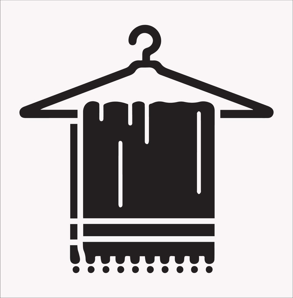 Hanging Towel Icon Silhouette on White Background vector