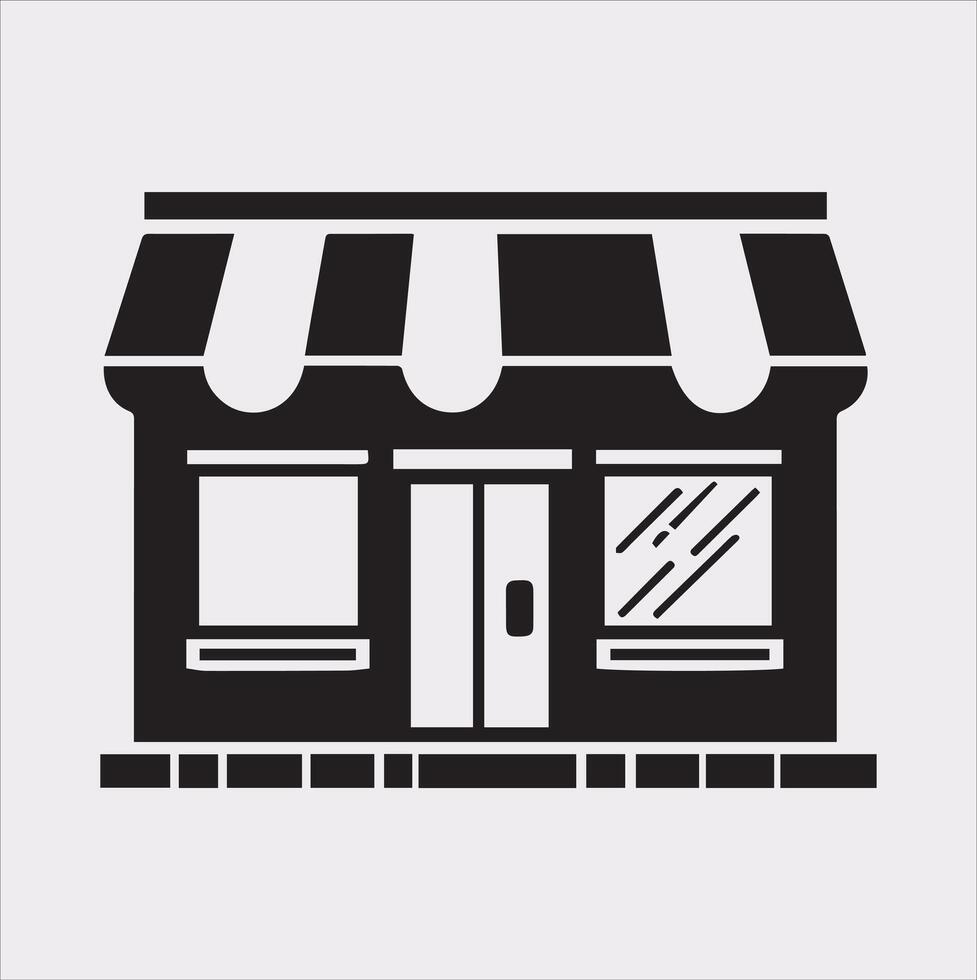 Minimal Silhouette of Shop Store Icon on Plain White Background vector