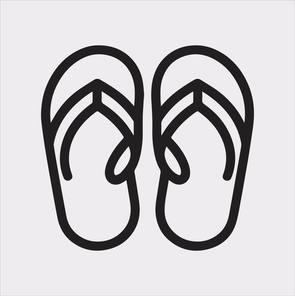 Minimal Silhouette of Slippers Outline Icon Download vector