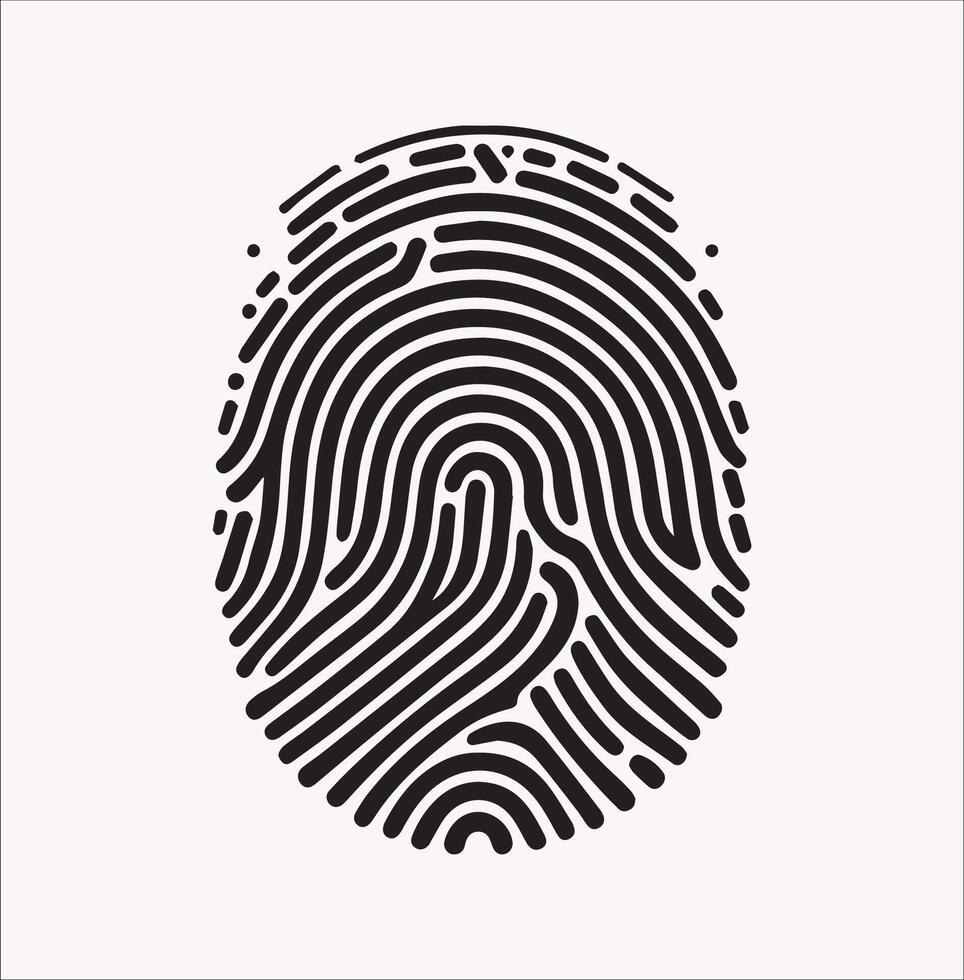 Biometric Fingerprint Silhouette - Ideal for Identity Verification Graphics vector