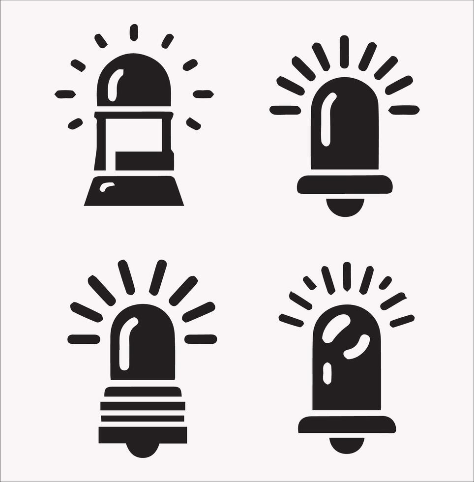 Flashlight and Warning Alarm Light Silhouette Design vector