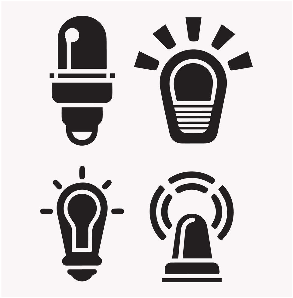 Flashlight and Alarm Light Silhouette in Minimalist Style vector