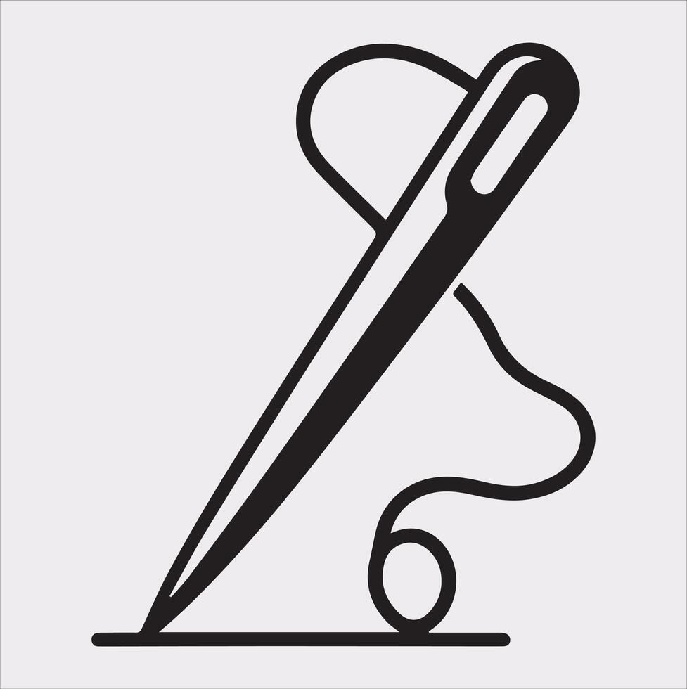 Classic Needle Icon Silhouette on Plain White Background vector