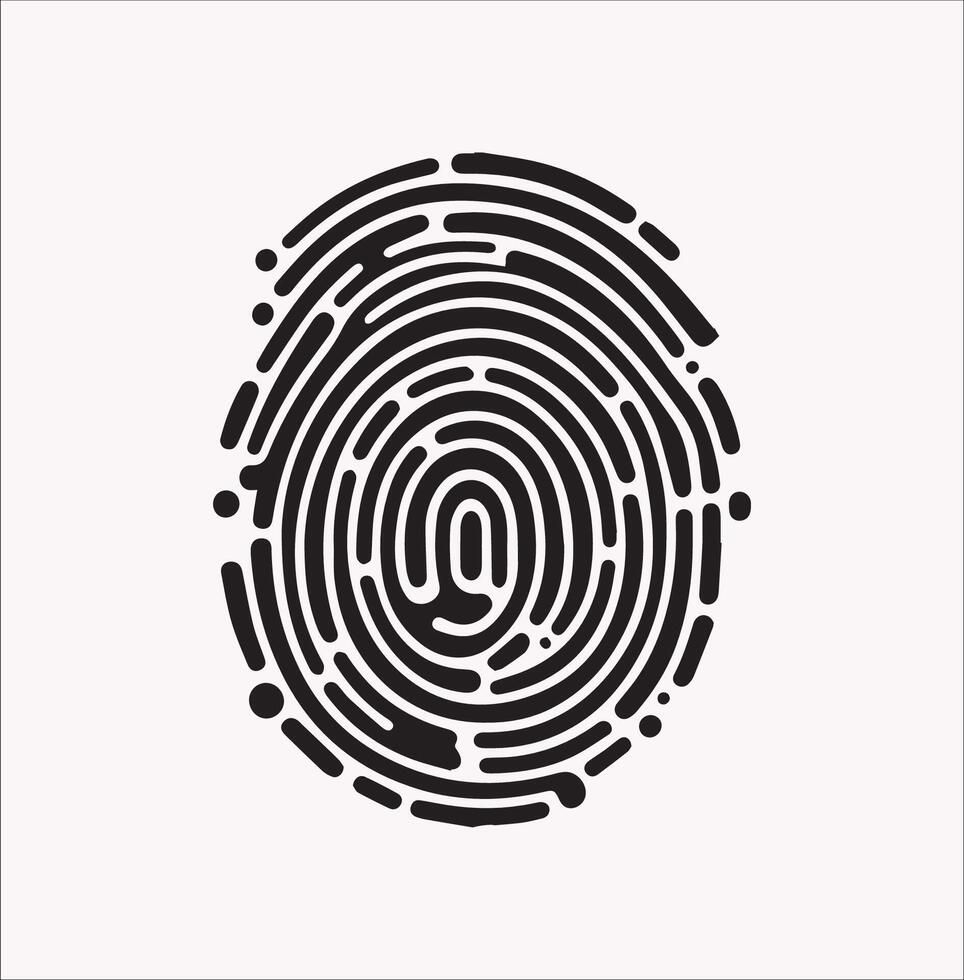 Biometric Fingerprint Silhouette for Secure Identity Designs vector