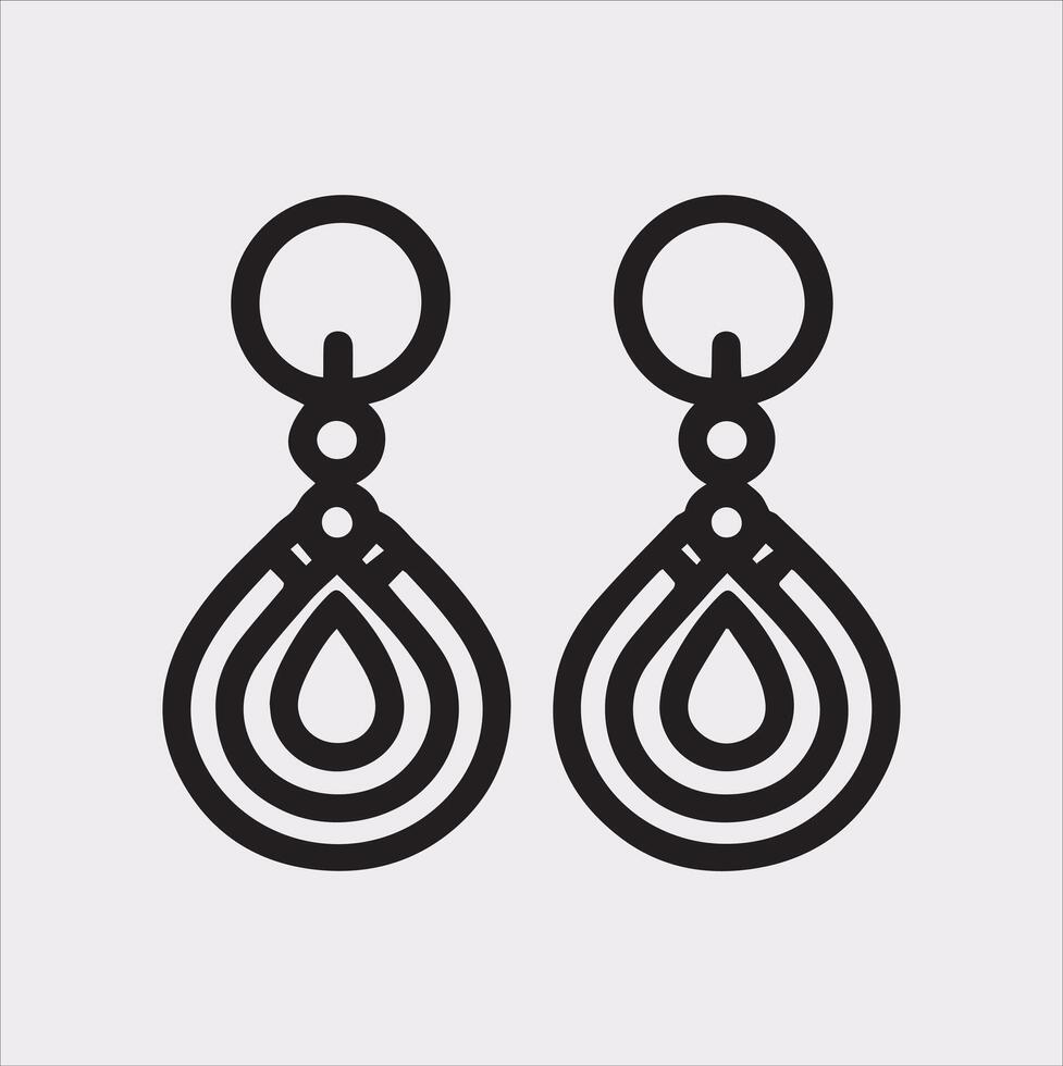 High Quality Earring Icon Silhouette on White Background vector