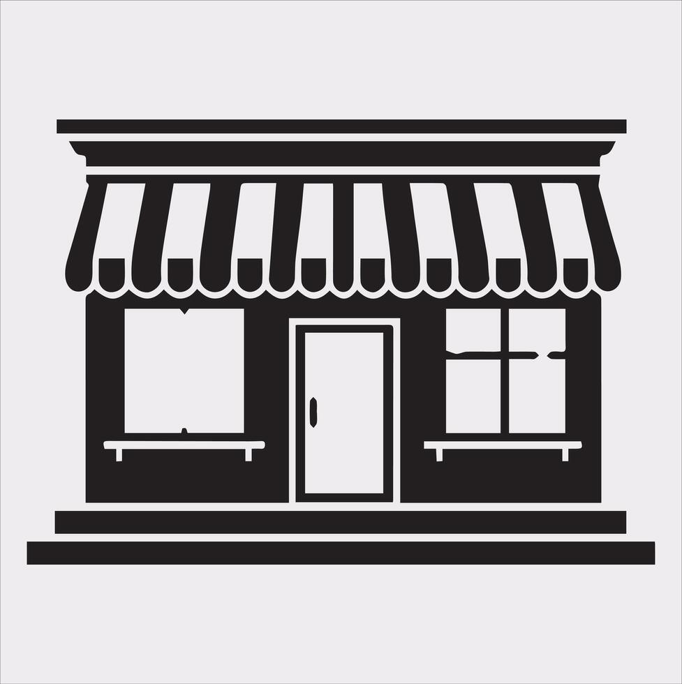 Minimalist Shop Store Silhouette Icon on White for Digital Use vector