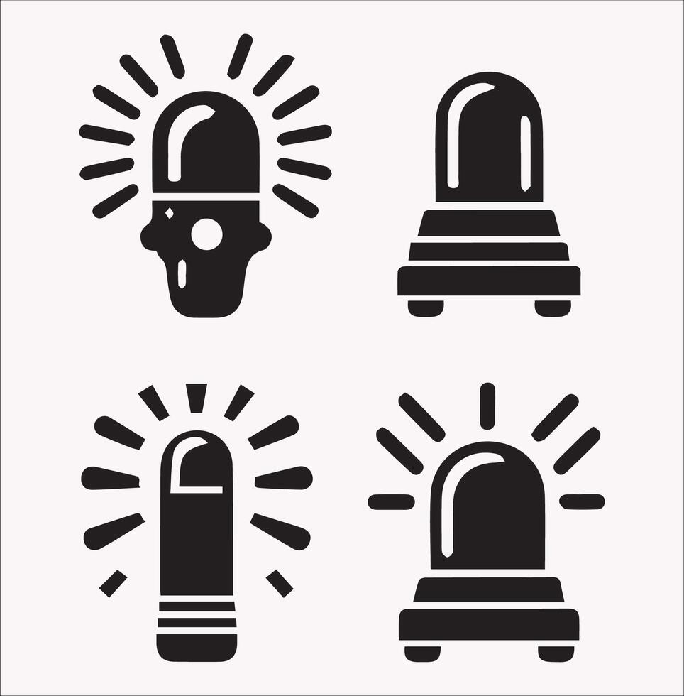 Simple Flashlight and Alarm Light Silhouette on White background vector