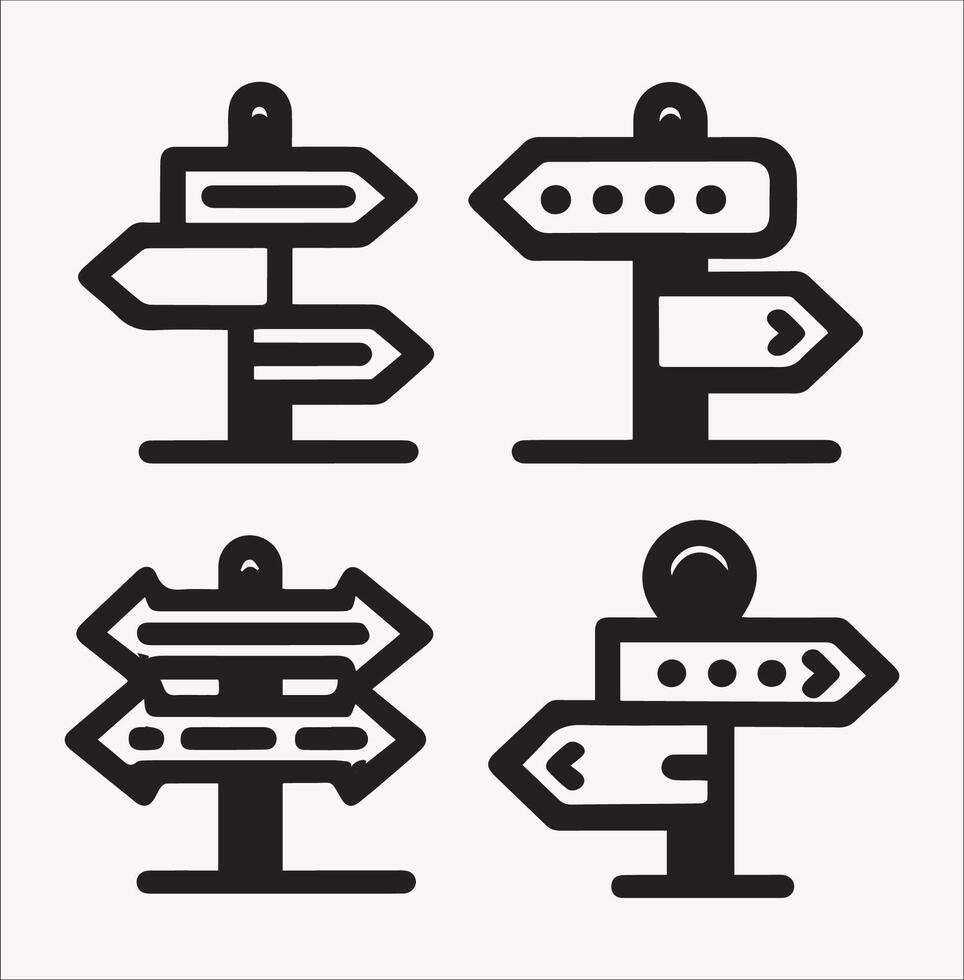 High-Quality Traffic Direction Sign Icon on White Background vector