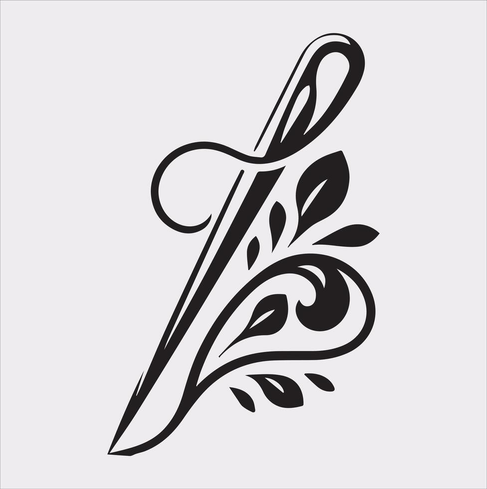 Simple Needle Icon Silhouette for Craft Designs vector