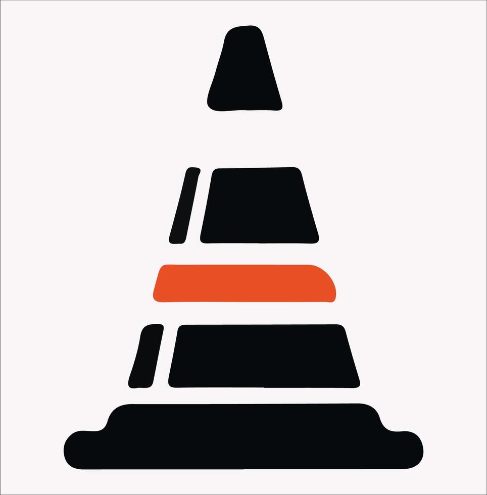 High-Resolution Construction Cone Icon Silhouette - White BG vector