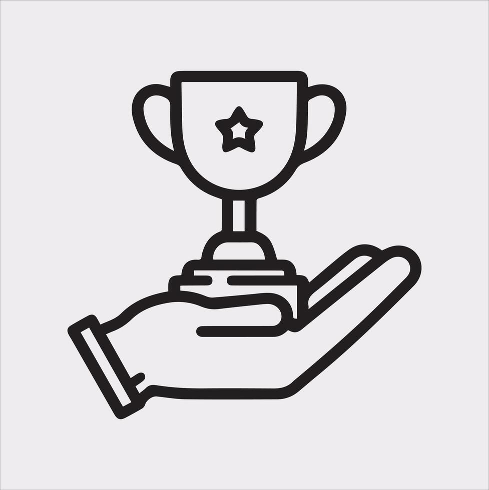 Winning Award Silhouette Illustration in Elegant Line Art vector