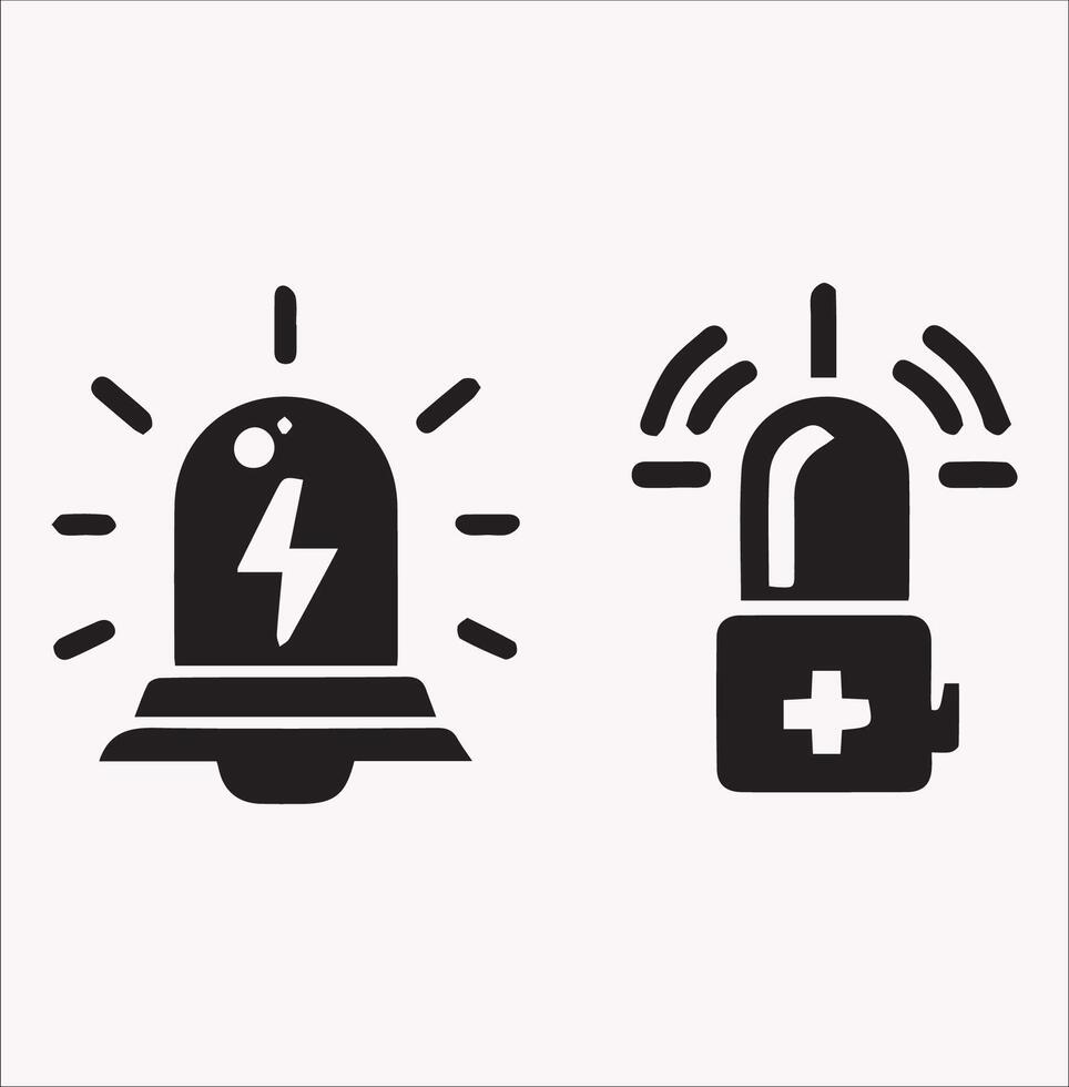 Flashlight Warning Alarm Light in Silhouette Design vector