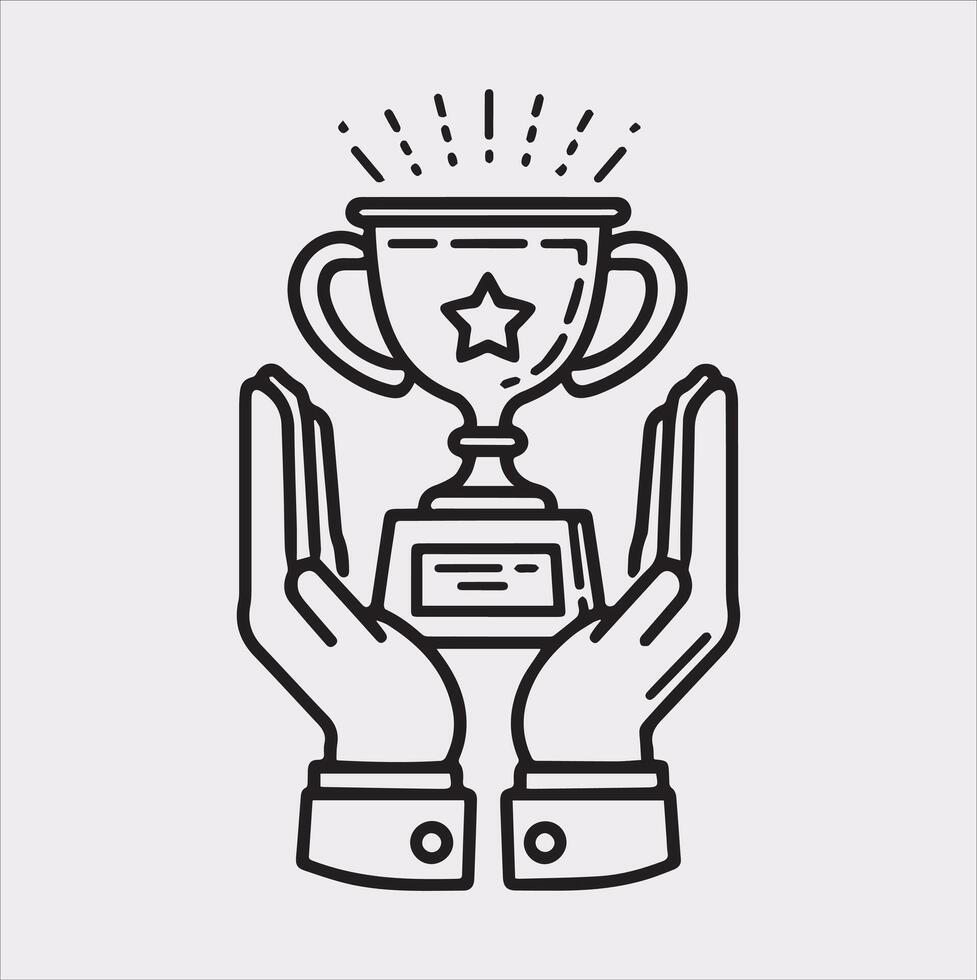 Winning Award Line Art Icon Design on White Background vector