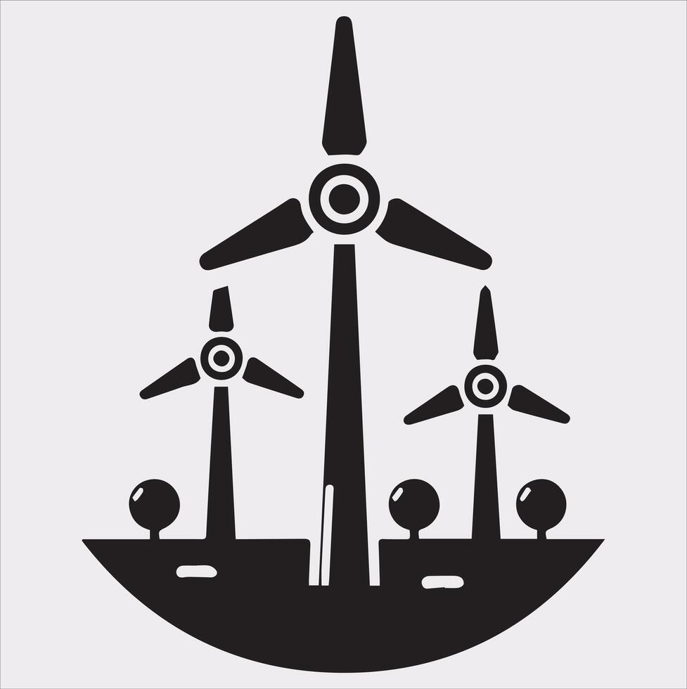 Wind Power Icon Silhouette Illustration on White Background vector
