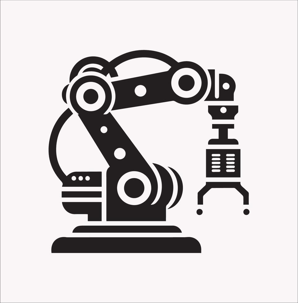Robotic Arm Silhouette on White Background vector