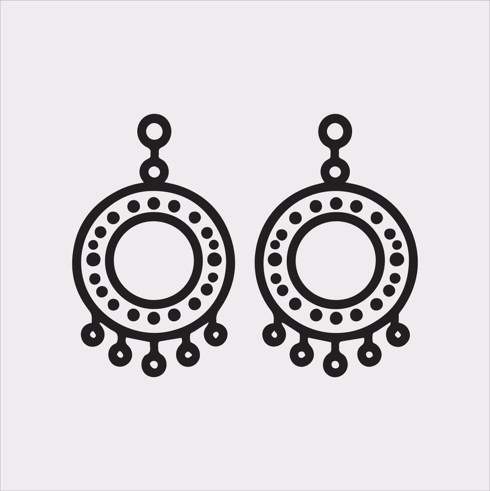 Earring Icon Silhouette on White Background vector