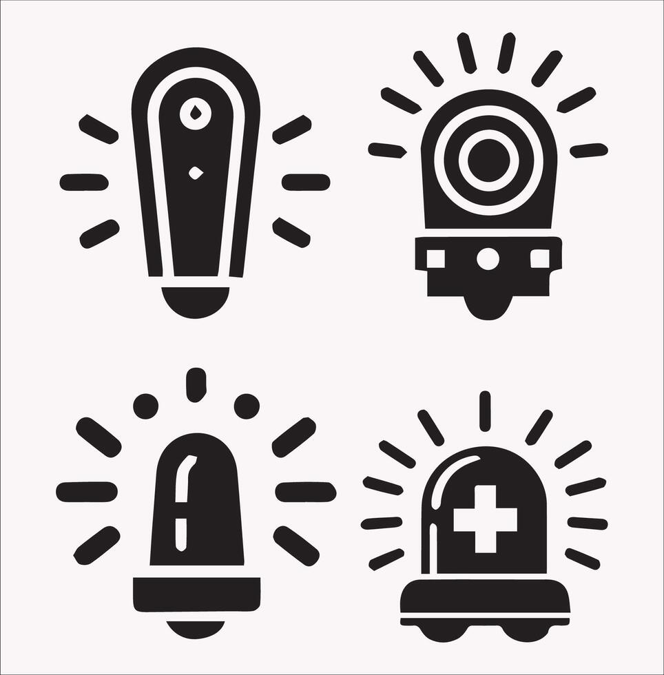 Flashlight with Alarm Light Silhouette Illustration vector