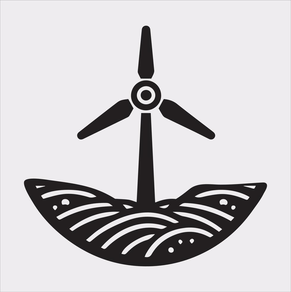 High Quality Wind Power Icon Silhouette on Plain White Background vector