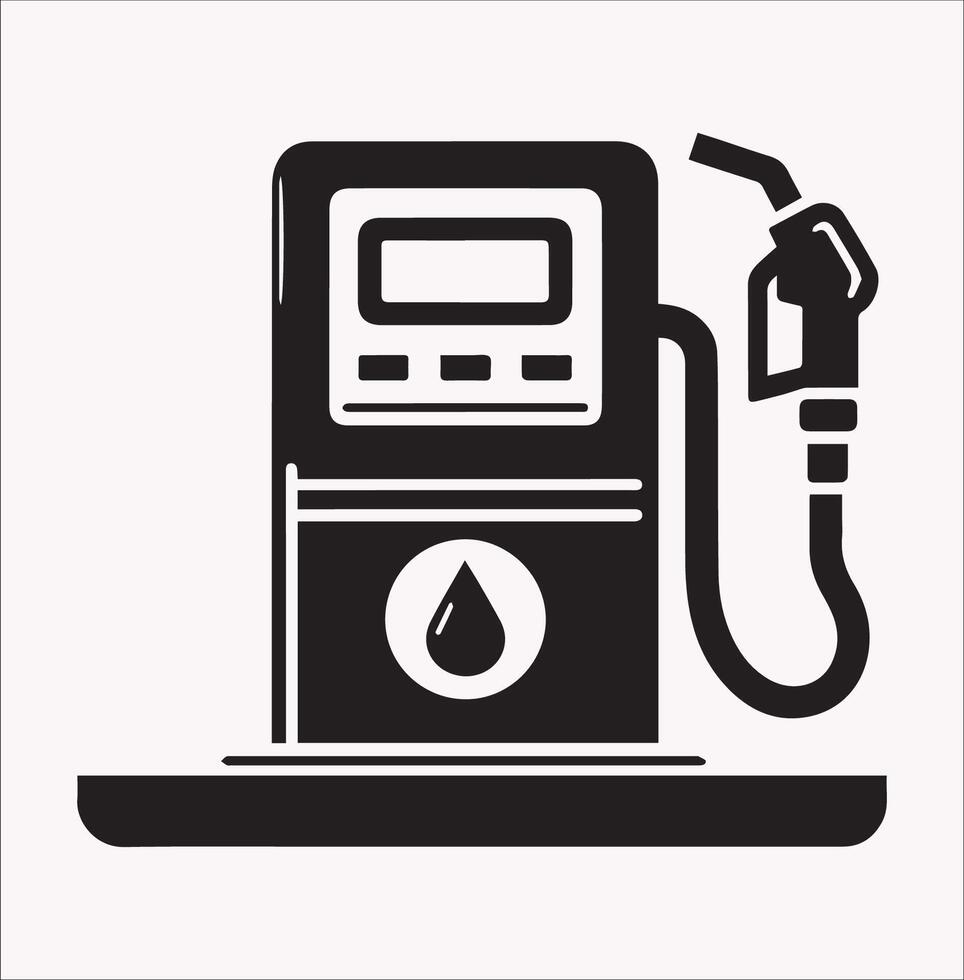Gas Station Pump Icon Silhouette Art on White Background vector