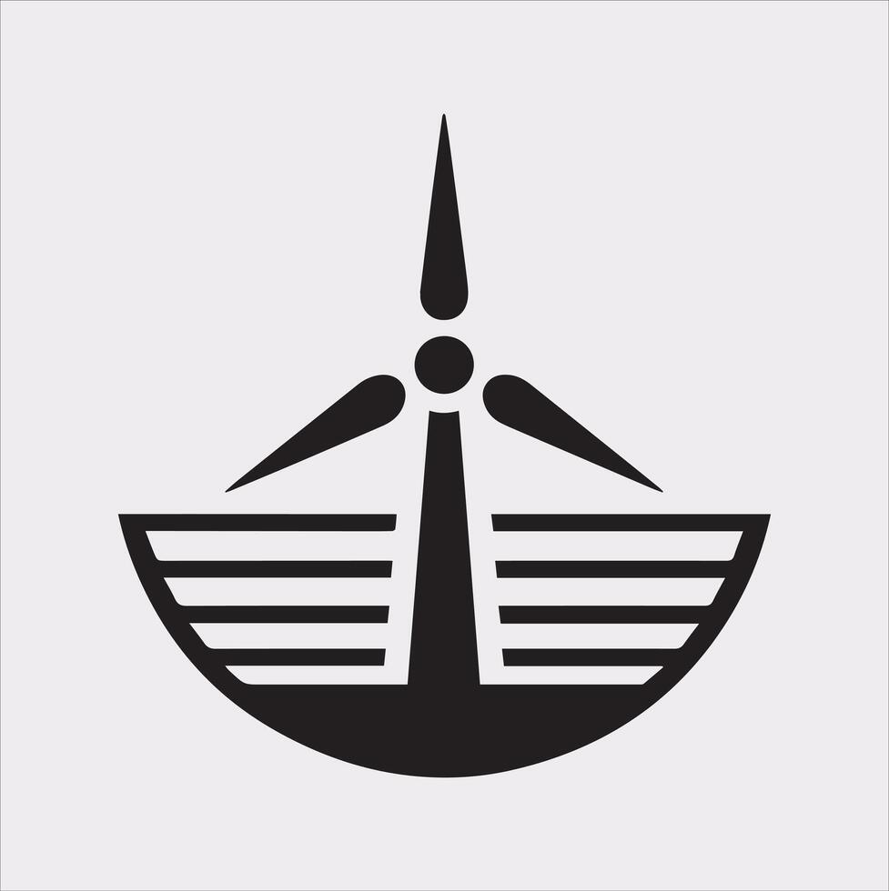 Modern Wind Power Icon Silhouette for Green Energy Designs vector
