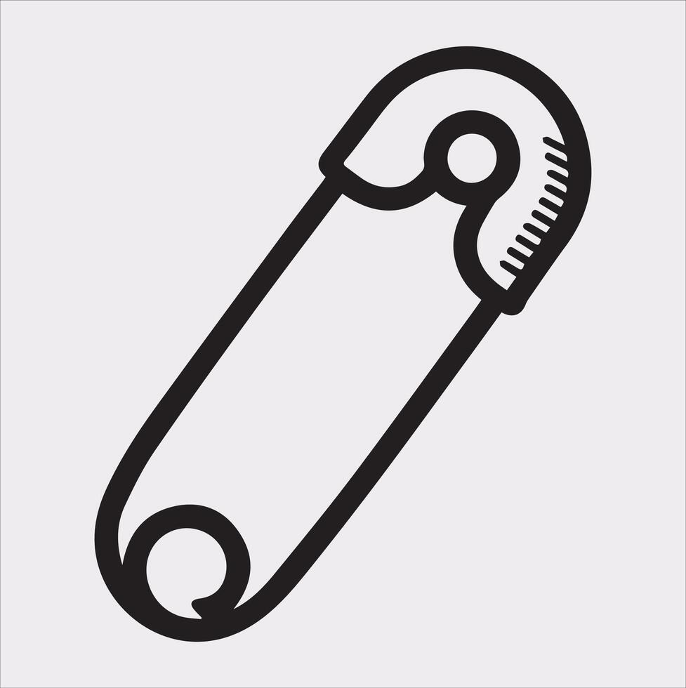 Simple Safety Pin Silhouette Icon on Plain Background vector