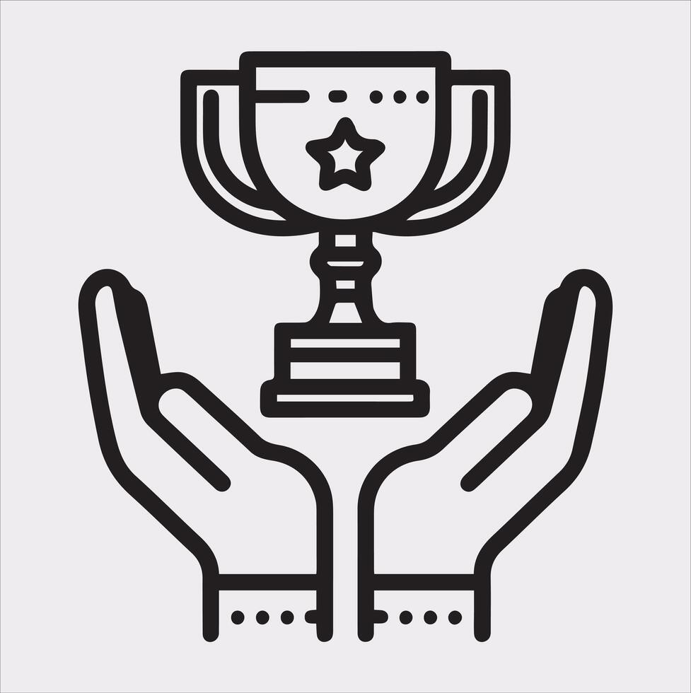 Winning Award Icon Silhouette in Simple Line Art vector