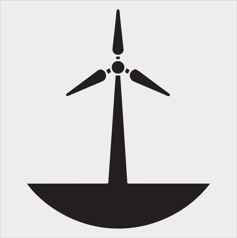 Simple and Clean Wind Power Icon Silhouette Illustration vector