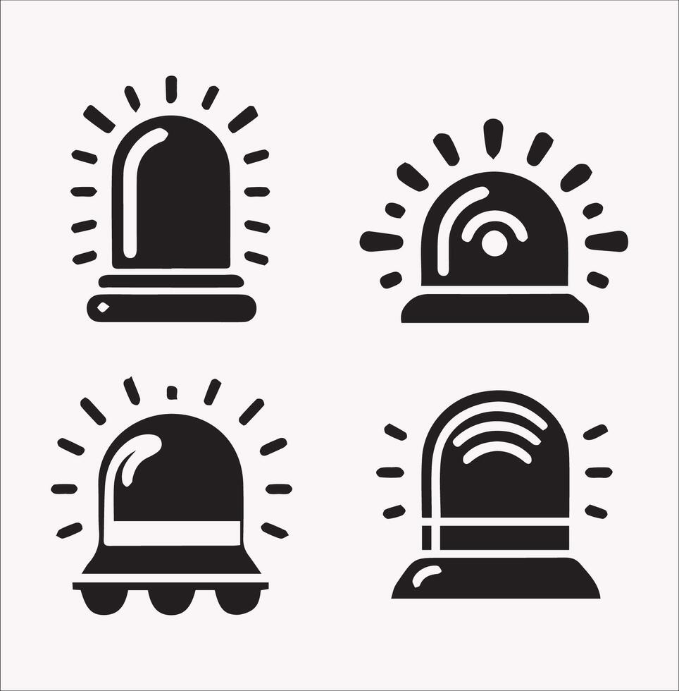 Minimalist Flashlight and Alarm Light Silhouette on White background vector