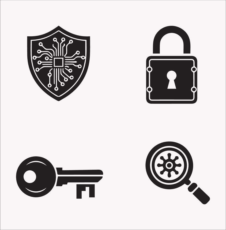 Cyber and Computer Security Icons for Technology Themes vector