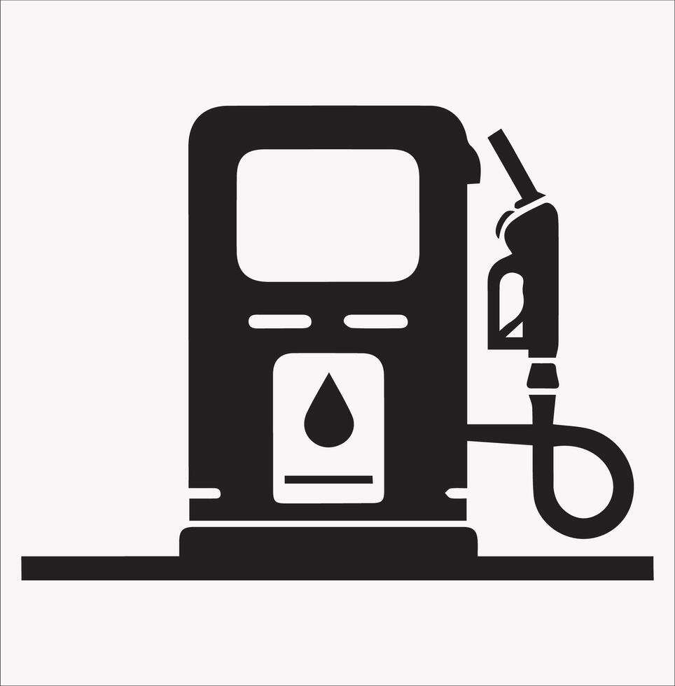 Station Gas Pump Icon Silhouette on White Background vector