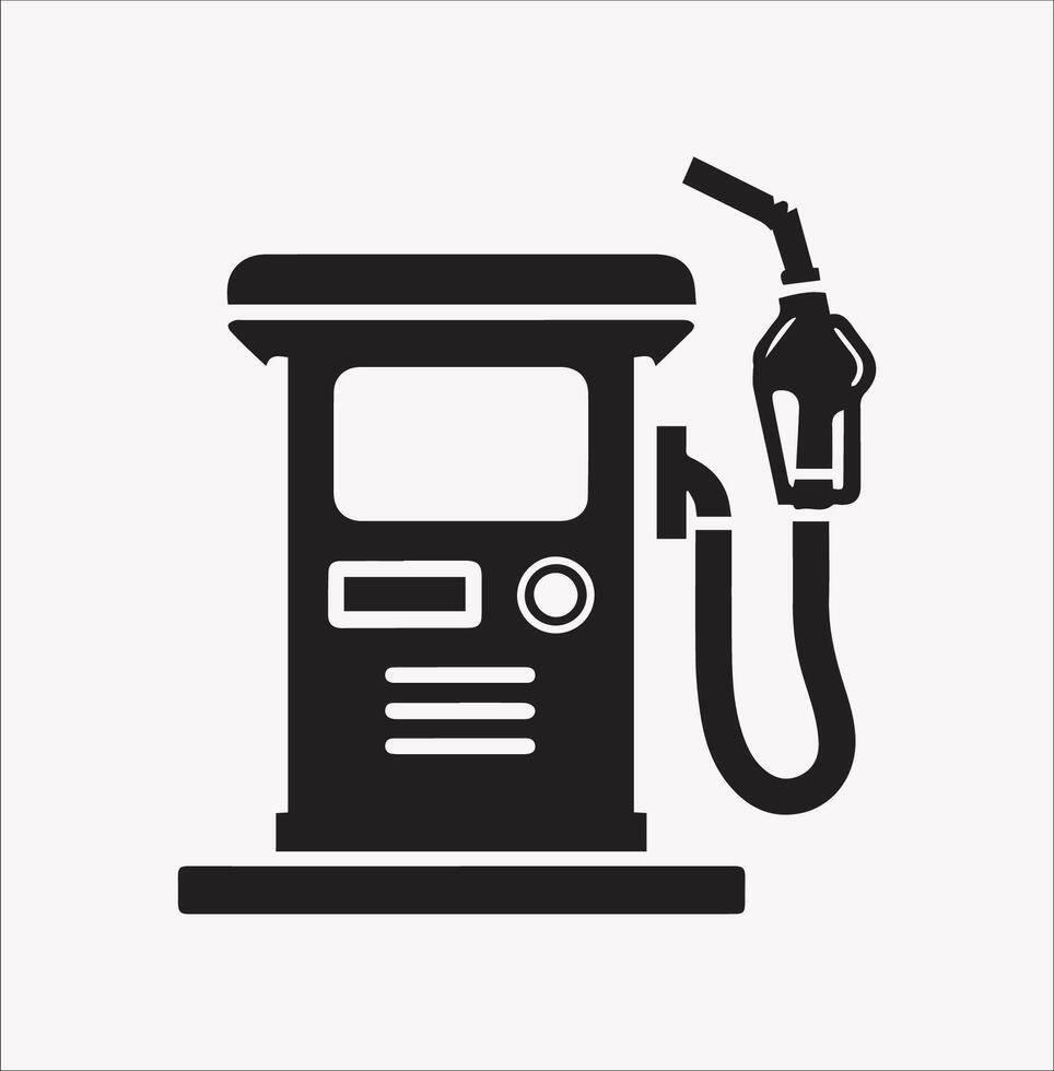 Station Gas Pump Icon Silhouette in Black and White Background vector