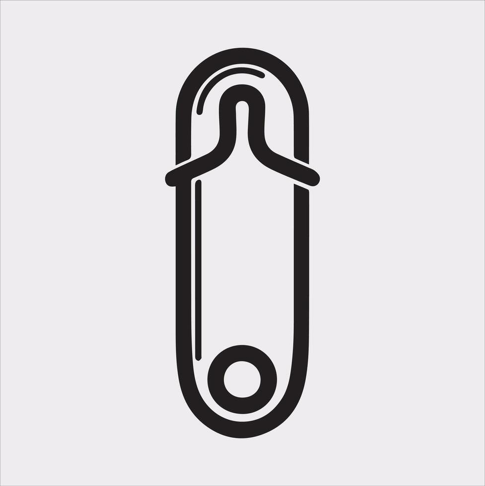 Safety Pin Icon Silhouette in Black and White Background vector