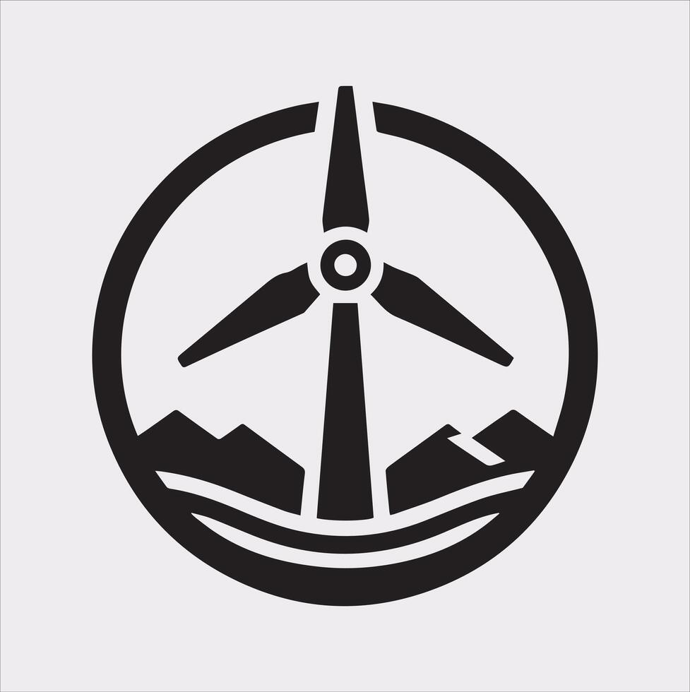 Wind Turbine Icon Silhouette for Green Design Projects vector