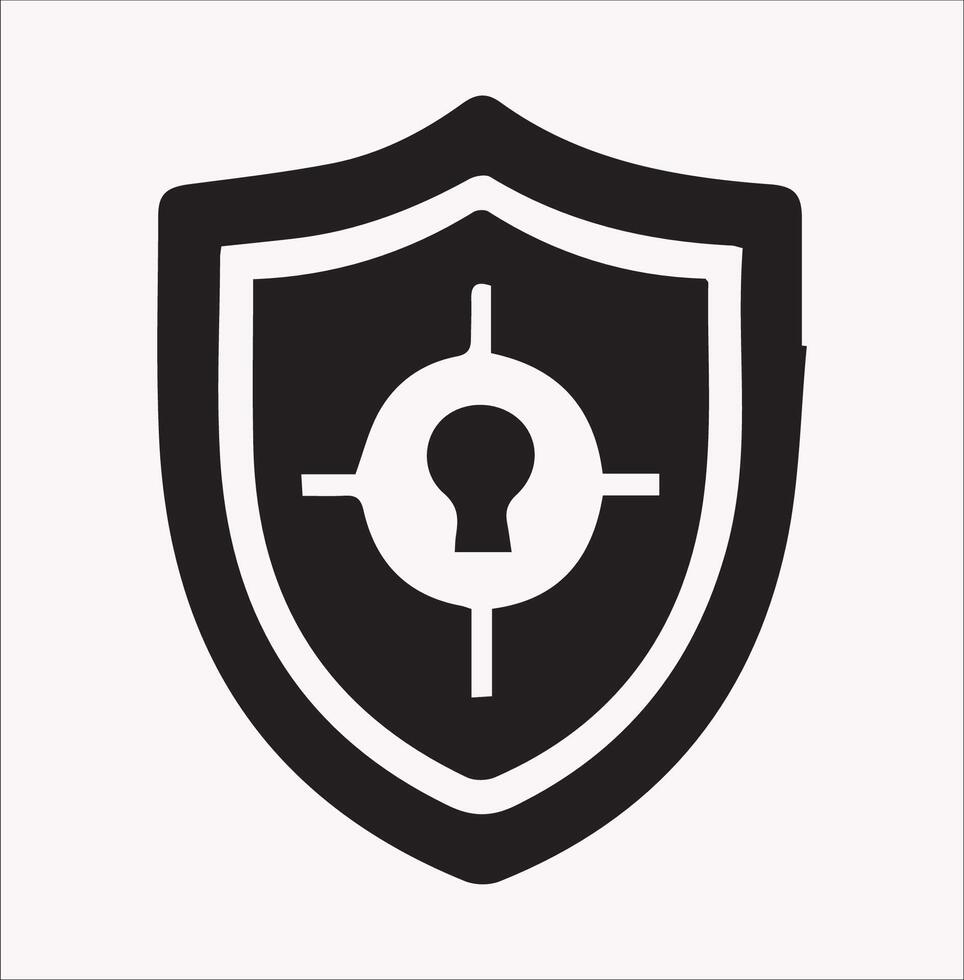 Computer Security and Cyber Security Silhouette Icons on Plain White Background vector