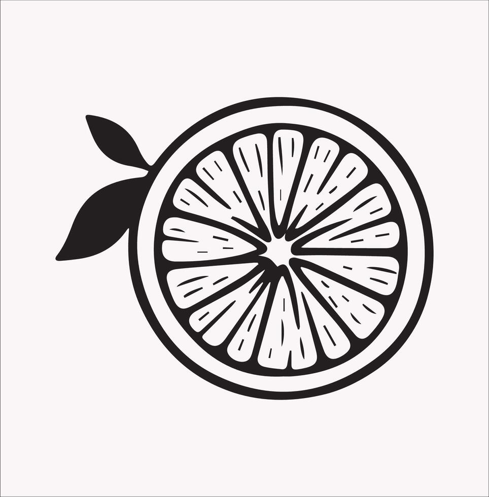 Silhouette of Half an Orange on White Background vector