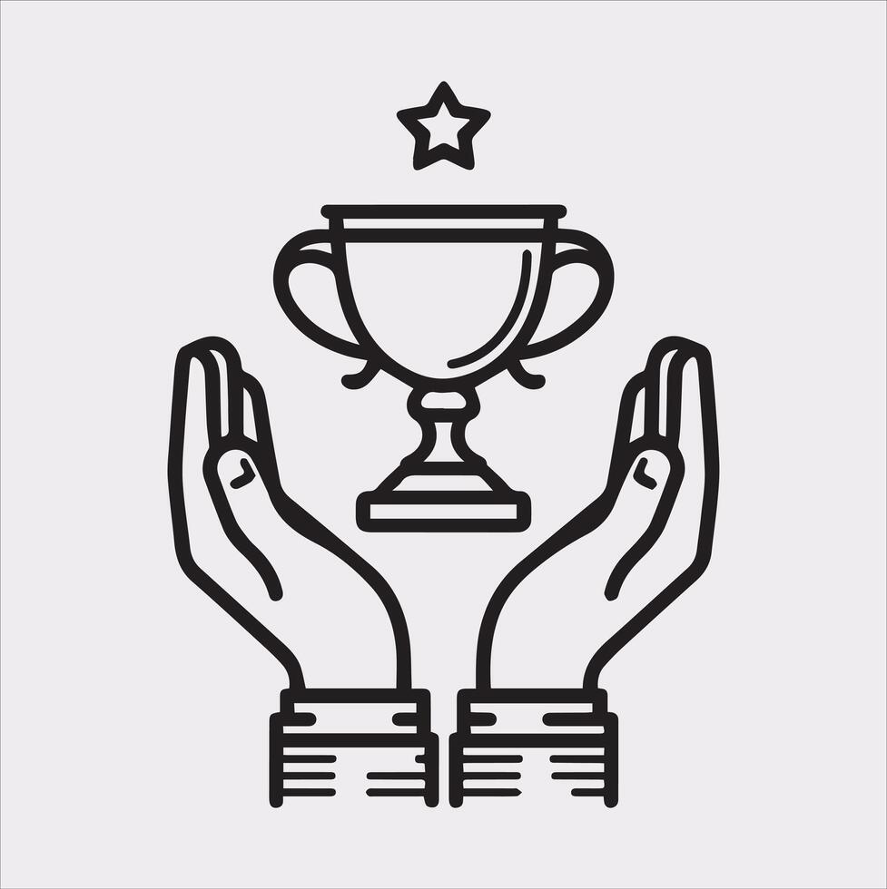 Detailed Winning Award Line Art Silhouette for Graphic Use vector