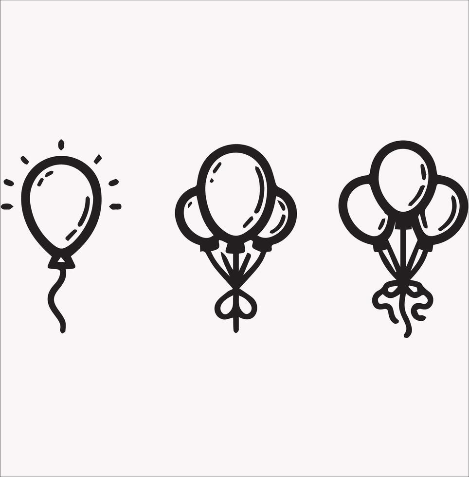 Silhouette of Line Art Balloon Icons on White Background vector